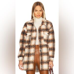 Sanctuary Town Wool Blend Oversized Plaid Shirt Jacket Size Small NWOT